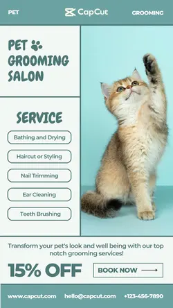 Blue Pet Grooming Promotion Instagram Story