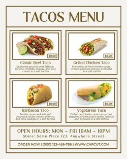 food and beverage tacos menu instagram post