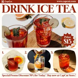 Drink Ice Tea Product Display Instagram Post Cream Red Minimalist