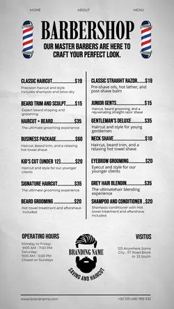 Barbershop Price Menu Instagram story