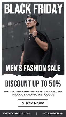 Black Friday Men's Fashion Sale Promotions Instagram Story