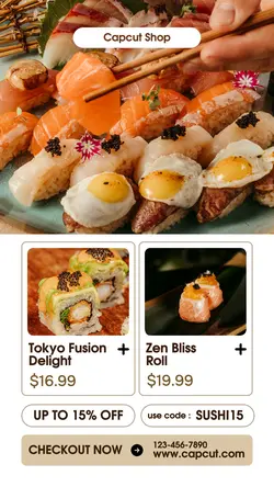 Food Sushi Product Display Instagram Story