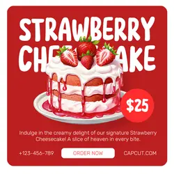 Food & Beverage Strawberry Cheesecake Product Display Instagram Post