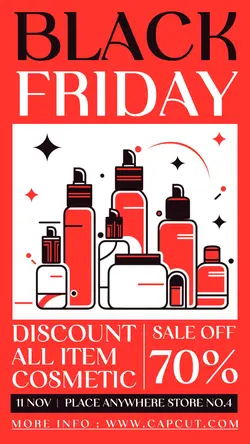 Black Friday Cosmetic Promotion Instagram Story Red Flat Minimalist