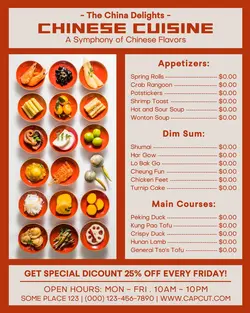 chinese cuisine menu instagram post
