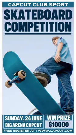 Sport Skateboard Competition Promotion Instagram Story Blue Flat Modern