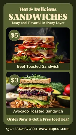 Food & Beverage Hot & Delicious Sandwich Instagram Story