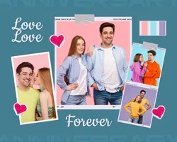 Blue Playful Young Couple Photo Collage
