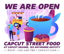 Food & Beverage Street Food We Are Open Template Design Facebook Post