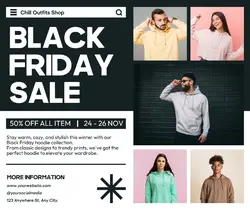 Black Friday Hoodie Sale Promotion Facebook Post