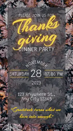 Thanksgiving Invitation Instagram Story Brown 
