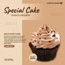 Cake Promotion Instagram Post Light Brown Minimalist Style