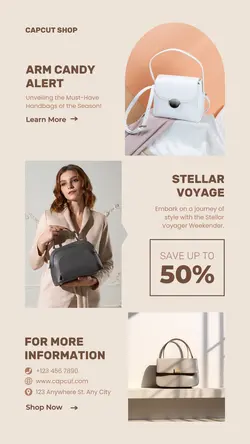 3 Multi product Image Bag Woman Product Display for Instagram Story