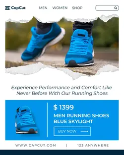 Fashion Men Blue Running Shoes Promotions Instagram Portrait