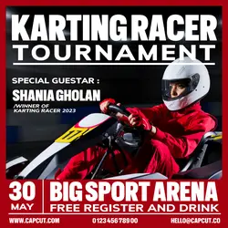 Sport Karting Racer Promotion Instagram Post Red Black Flat Modern