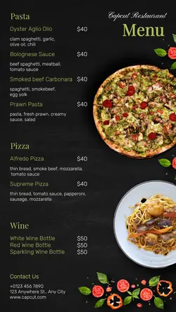 Food & Beverage Italian Menu Instagram Story