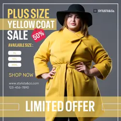 Plus Size Yellow Coat Sale Instagram Post