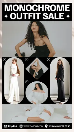 Monochrome Outfit Sale Women's 6 Multi-Product Image Product Display TikTok Black White Minimalist