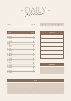 Non-marketing Daily Planner & Schedule 2024 Brown Minimalist