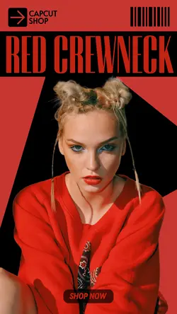 Fashion Red Crewneck Display Instagram Story