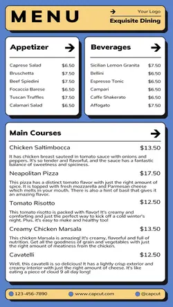 Food Italian Food Menu Instagram Story