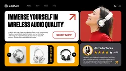 Black Red and Yellow Modern Headphone Product Display Website
