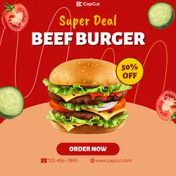 Super Deal Beef Burger Instagram Post