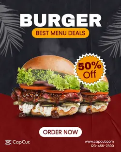 Food Burger Instagram Post Tropis