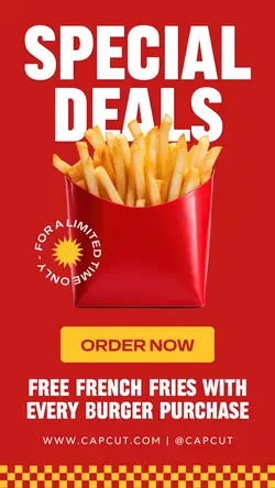Red Modern French Fries Promo Instagram Story