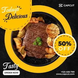 Food Promotion Sale Instagram Post Black And Yellow Minimalist