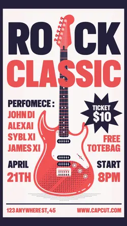 Rock Classic Music Promotion Instagram Story Cream Red Purple Flat Modern