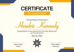 Non-Marketing Certificate Orange Blue Modern