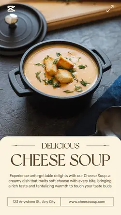 Delicious Cheese Soup Instagram Story Minimalist