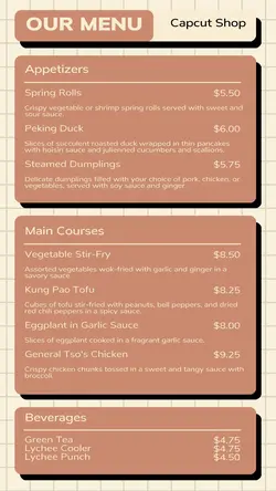 Food Chinese Food Menu Instagram Story