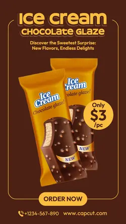 Food and Beverage Ice Cream Chocolate Glaze Instagram Story