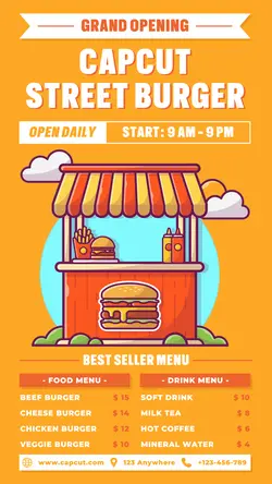 Street Burger Menu Poster Promotion Insta Story