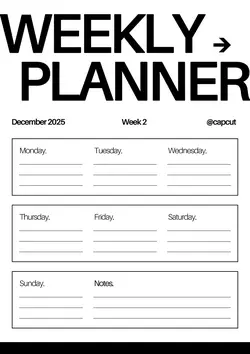 Non-Marketing Weekly Planner White Minimalist