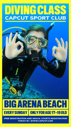 Sport Diving Class Promotion Instagram Story Yellow Blue Flat Modern