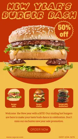 food new years burger sale instagram story