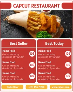 French fries food menu template design for Instagram Portrait size business needs