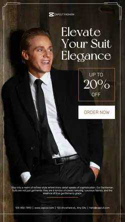 Fashion Man Suit Promo Minimalist Instagram Story