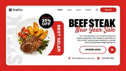 Red Beef Steak New Year Sale Promotion Website