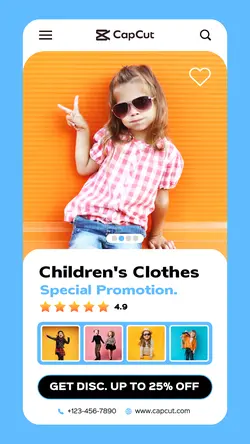 5 Multi-product Image + Children's Clothes Promotion UI Style