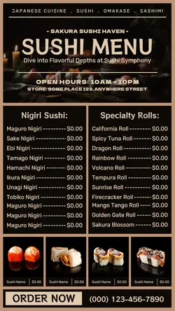 sushi house menu instagram story