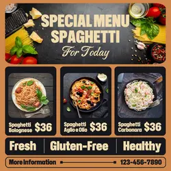 Food Special Menu Spaghetti Today Instagram Post