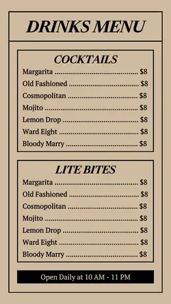 Drinks Menu Instagram Story
