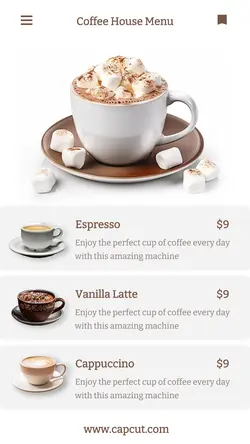 Beverage Coffee House Menu Instagram Story