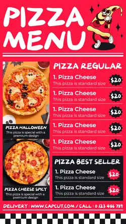 Food Pizza Menu Instagram Story Red Black Flat