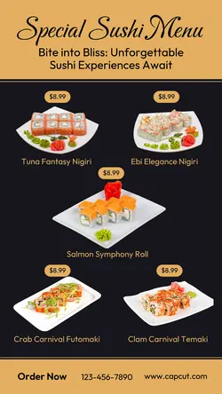 Food & Beverage Special Sushi Menu Instagram Story