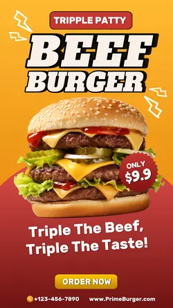 Burger Fast Food Orange Gradient Modern